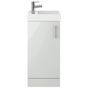Milan 400mm Gloss Grey Mist Small Floor Standing Vanity Basin Unit  Profile Large Image
