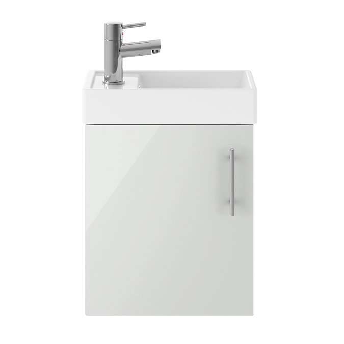 Milan 400mm Grey Mist Compact Wall Hung Vanity Basin Unit Large Image