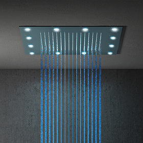 Milan 400mm LED Illuminated Fixed Ceiling Mounted Square Shower Head Large Image