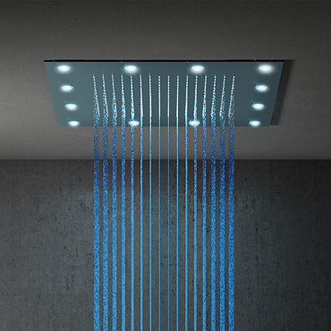 Milan 400mm LED Illuminated Fixed Ceiling Mounted Square Shower Head  Feature Large Image