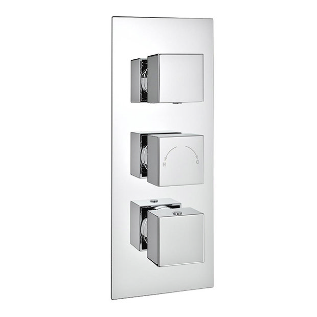 Milan 400mm LED Square Shower Package with Concealed Valve + Handset  In Bathroom Large Image