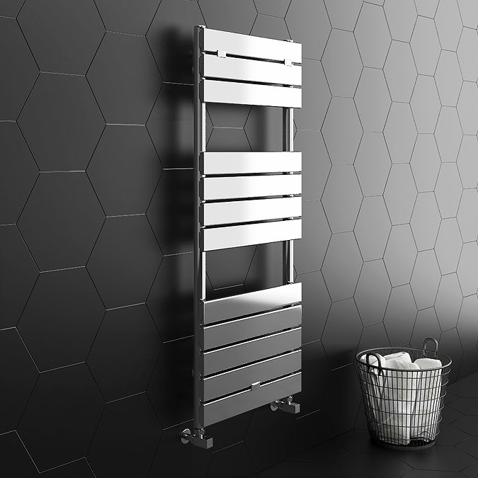 Milan 500mm x 1213mm Heated Towel Rail (incl. Valves + Electric Heating Kit)  Standard Large Image