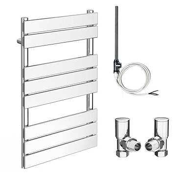 Milan 490 x 800mm Heated Towel Rail (Inc. Valves + Electric Heating Kit)  Profile Large Image