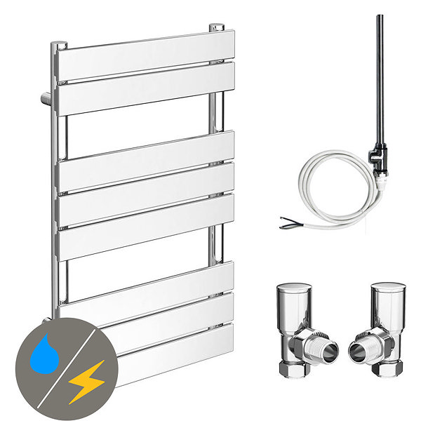 Milan 490 x 800mm Heated Towel Rail (Inc. Valves + Electric Heating Kit) Large Image