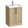Milan 600mm Autumn Oak Framed 2-Door Floor Standing Vanity Unit