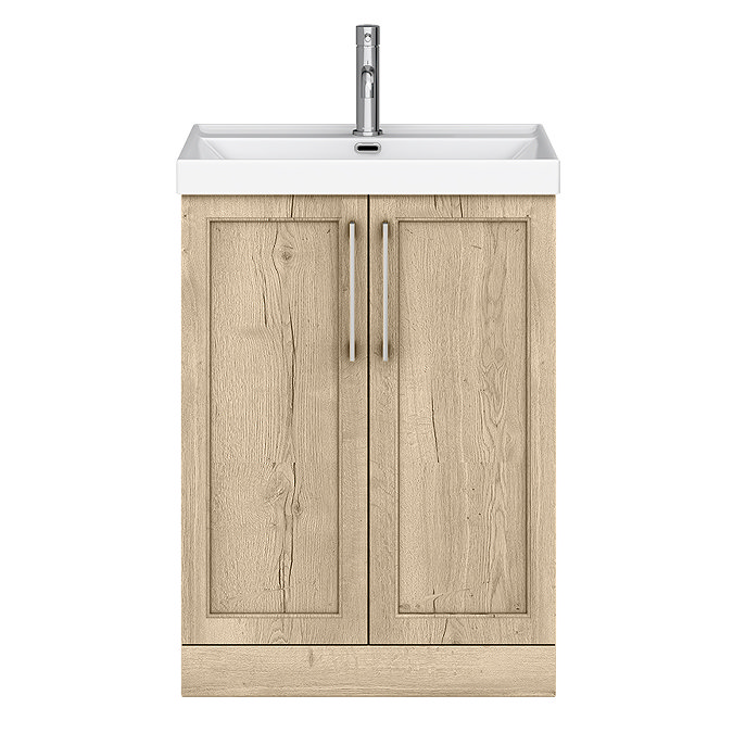 Milan 600mm Autumn Oak Framed 2-Door Floor Standing Vanity Unit