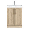 Milan 600mm Autumn Oak Framed 2-Door Floor Standing Vanity Unit