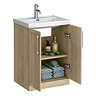 Milan 600mm Autumn Oak Framed 2-Door Floor Standing Vanity Unit