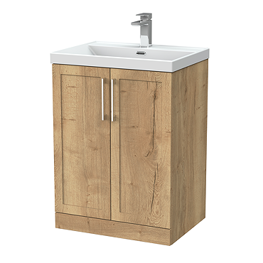 Milan 600mm Autumn Oak Framed 2-Door Floor Standing Vanity Unit