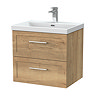 Milan 600mm Autumn Oak Framed 2-Drawer Wall Hung Vanity Unit