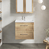 Milan 600mm Autumn Oak Framed 2-Drawer Wall Hung Vanity Unit