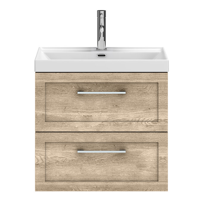 Milan 600mm Autumn Oak Framed 2-Drawer Wall Hung Vanity Unit