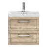 Milan 600mm Autumn Oak Framed 2-Drawer Wall Hung Vanity Unit