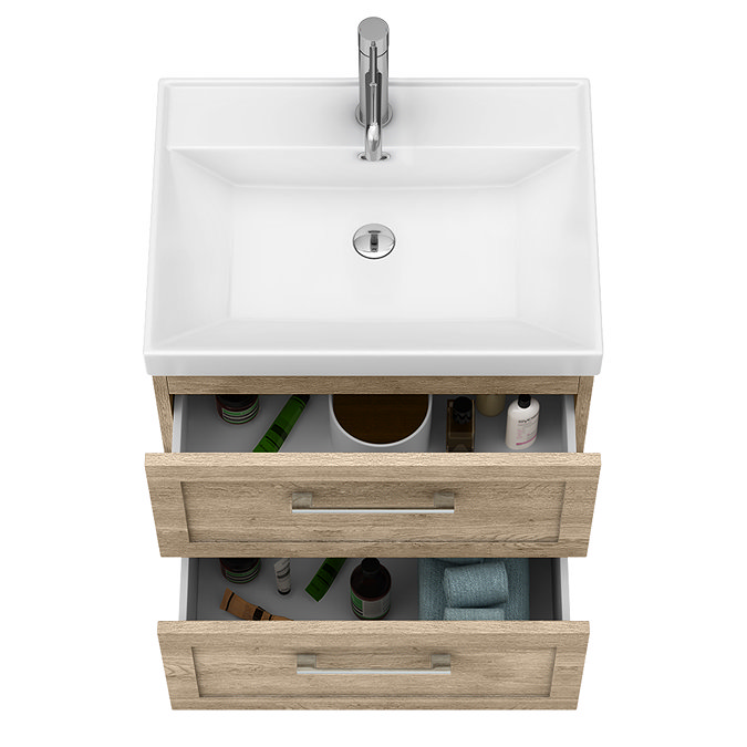 Milan 600mm Autumn Oak Framed 2-Drawer Wall Hung Vanity Unit