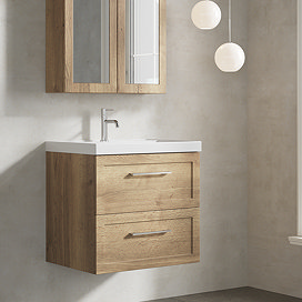 Milan 600mm Autumn Oak Framed 2-Drawer Wall Hung Vanity Unit