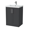 Milan 600mm Soft Black Framed 2-Door Floor Standing Vanity Unit
