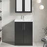 Milan 600mm Soft Black Framed 2-Door Floor Standing Vanity Unit