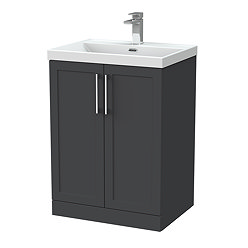 Milan 600mm Soft Black Framed 2-Door Floor Standing Vanity Unit