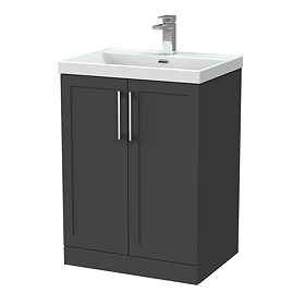 Milan 600mm Soft Black Framed 2-Door Floor Standing Vanity Unit