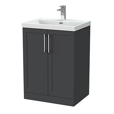 Milan 600mm Soft Black Framed 2-Door Floor Standing Vanity Unit