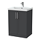 Milan 600mm Soft Black Framed 2-Door Floor Standing Vanity Unit