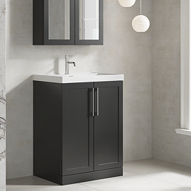 Milan 600mm Soft Black Framed 2-Door Floor Standing Vanity Unit