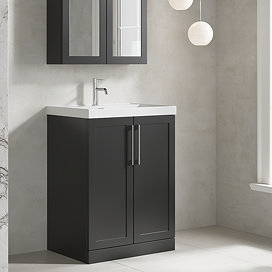 Milan 600mm Soft Black Framed 2-Door Floor Standing Vanity Unit