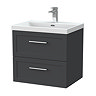 Milan 600mm Soft Black Framed 2-Drawer Wall Hung Vanity Unit