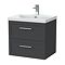 Milan 600mm Soft Black Framed 2-Drawer Wall Hung Vanity Unit