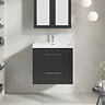 Milan 600mm Soft Black Framed 2-Drawer Wall Hung Vanity Unit