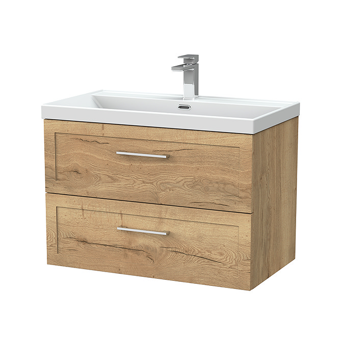 Milan 800mm Autumn Oak Framed 2-Drawer Wall Hung Vanity Unit