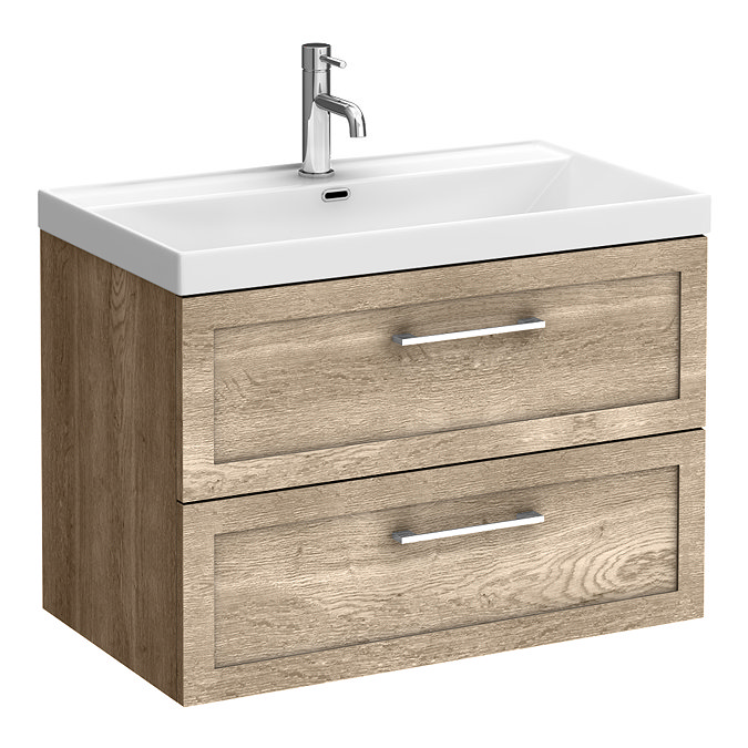 Milan 800mm Autumn Oak Framed 2-Drawer Wall Hung Vanity Unit