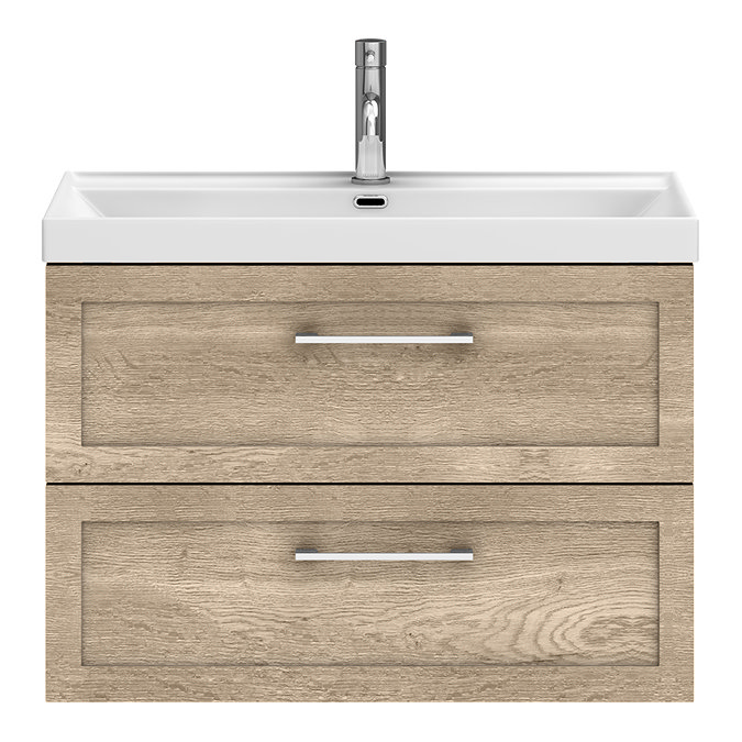 Milan 800mm Autumn Oak Framed 2-Drawer Wall Hung Vanity Unit