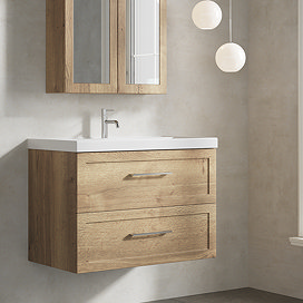 Milan 800mm Autumn Oak Framed 2-Drawer Wall Hung Vanity Unit