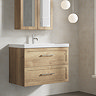 Milan 800mm Autumn Oak Framed 2-Drawer Wall Hung Vanity Unit