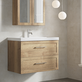 Milan 800mm Autumn Oak Framed 2-Drawer Wall Hung Vanity Unit