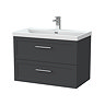 Milan 800mm Soft Black Framed 2-Drawer Wall Hung Vanity Unit