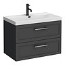 Milan 800mm Soft Black Framed 2-Drawer Wall Hung Vanity Unit