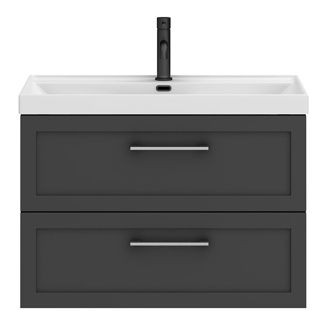 Milan 800mm Soft Black Framed 2-Drawer Wall Hung Vanity Unit