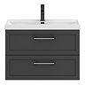 Milan 800mm Soft Black Framed 2-Drawer Wall Hung Vanity Unit