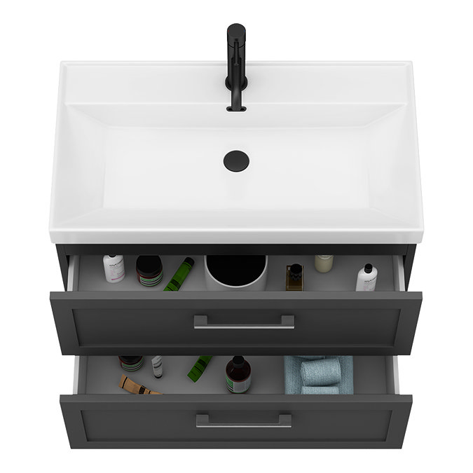 Milan 800mm Soft Black Framed 2-Drawer Wall Hung Vanity Unit