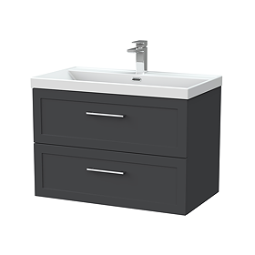Milan 800mm Soft Black Framed 2-Drawer Wall Hung Vanity Unit
