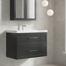 Milan 800mm Soft Black Framed 2-Drawer Wall Hung Vanity Unit