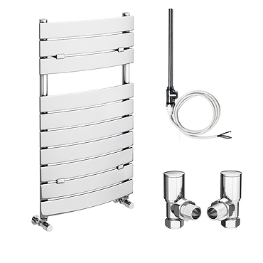 Milan 840 x 493mm Curved Heated Towel Rail (incl. Valves + Electric Heating Kit)  Profile Large Imag