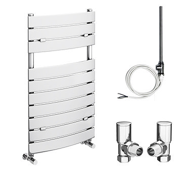 Milan 840 x 493mm Curved Heated Towel Rail (incl. Valves + Electric Heating Kit)  Profile Large Imag