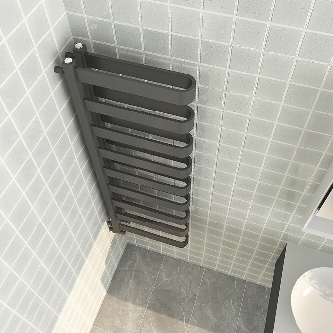 Milan Anthracite U-Shaped Heated Towel Rail - 1300 x 400mm  Profile Large Image