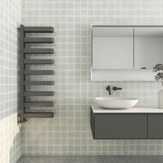 Milan Anthracite U-Shaped Heated Towel Rail - 1300 x 400mm  Feature Large Image