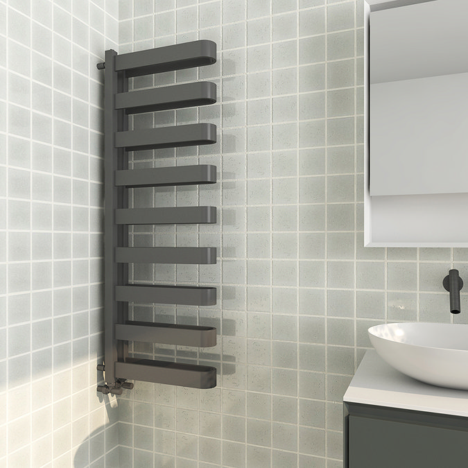 Milan Anthracite U-Shaped Heated Towel Rail - 1300 x 400mm Large Image