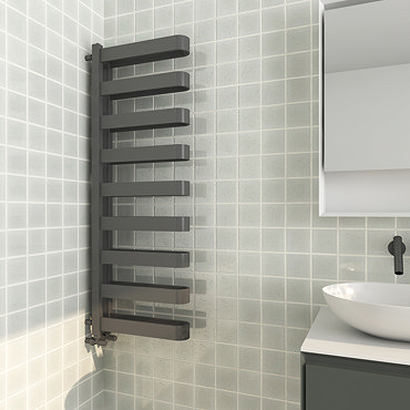 Milan Anthracite U-Shaped Heated Towel Rail - 1300 x 400mm  Profile Large Image