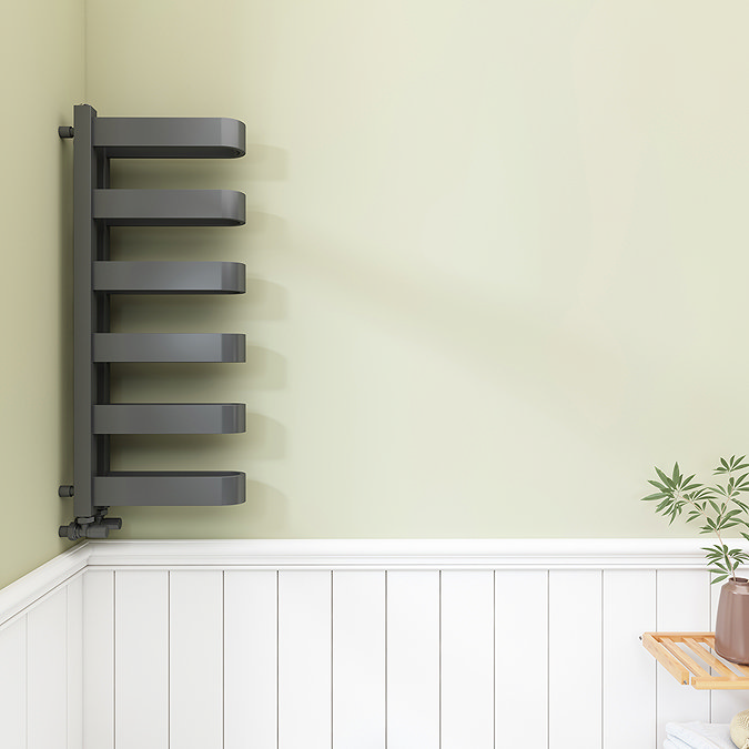 Milan Anthracite U-Shaped Heated Towel Rail - 850 x 300mm  Feature Large Image